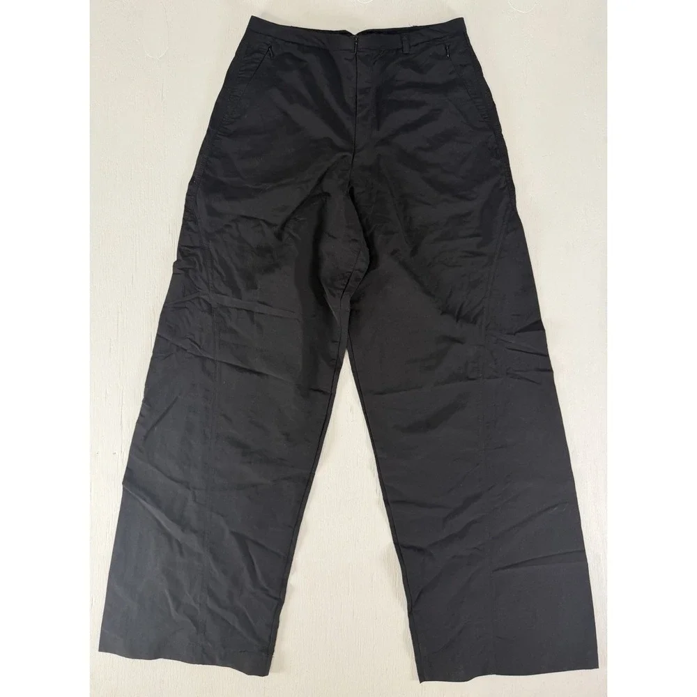 Zara Black Zip‎ Waist Women Wide Leg Nylon Pants Size Small Cool Style Athletic